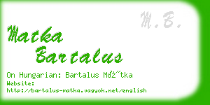 matka bartalus business card